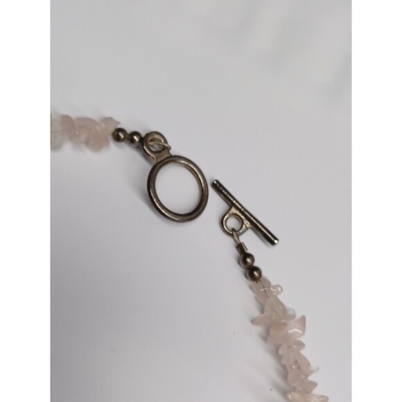Vtg Pink Rose Quartz Bead Pendant Chocker Necklace - Picture 5 of 9